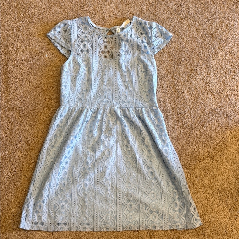 Charming Lace Kids Dress in Soft Blue